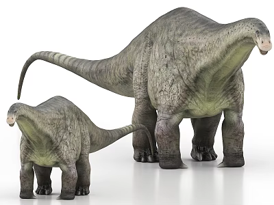 3D Render Of Large And Small Sauropod Dinosaurs With Long Necks And Tails 3d model