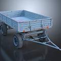 Weathered Rusty Metal Flatbed Trailer With Four Wheels And Vintage Look