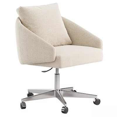Beige Swivel Chair With Metal Base Wheels And Matching Table Combination 3d model