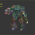 Blue Sci Fi Robot With Metallic Armor And Mechanical Arm Design