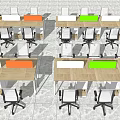 Modern Office Workspace With Multiple Desks Ergonomic Chairs And Partition Screens