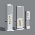 White Vertical Storage Lockers Design With Different Sizes And Front Panels 3d model