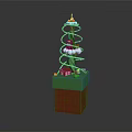 Lego Christmas Tree Decoration Featuring Spiral Green Design Red Base Star Top And Small House
