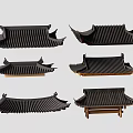 Traditional Chinese Black Roof Components With Curved Eaves And Tile Structure