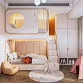Cozy Modern Kids Room With Bed Storage Steps Pink Teepee Tent Round Rug And Sofa
