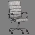 Modern Office Desk Chair Set With White Leather Upholstery And Chrome Metal Armrests