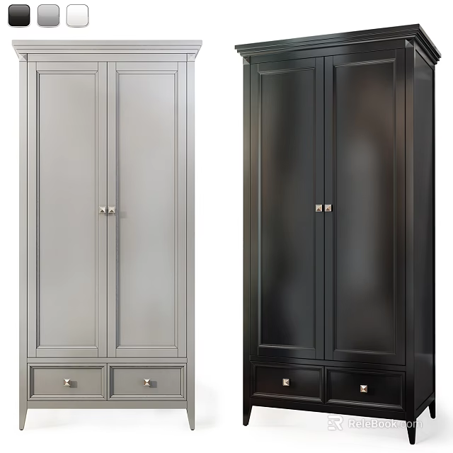 Modern Chest of Drawers with Two Tone Design Cabinet Doors and Metal Handles 3d model 