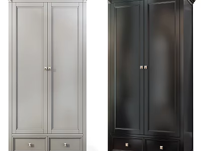 Modern Chest of Drawers with Two Tone Design Cabinet Doors and Metal Handles 3d model