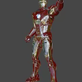 Iron Man Superhero in Red Armor with Glowing Eyes Arc Reactor and Outstretched Hand