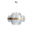 Various Modern Decorative Chandeliers With Glass Elements And Gold Metal Frames 3d model