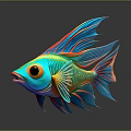 Vibrant Colored Aquatic Animal With Colorful Fins And Large Eyes