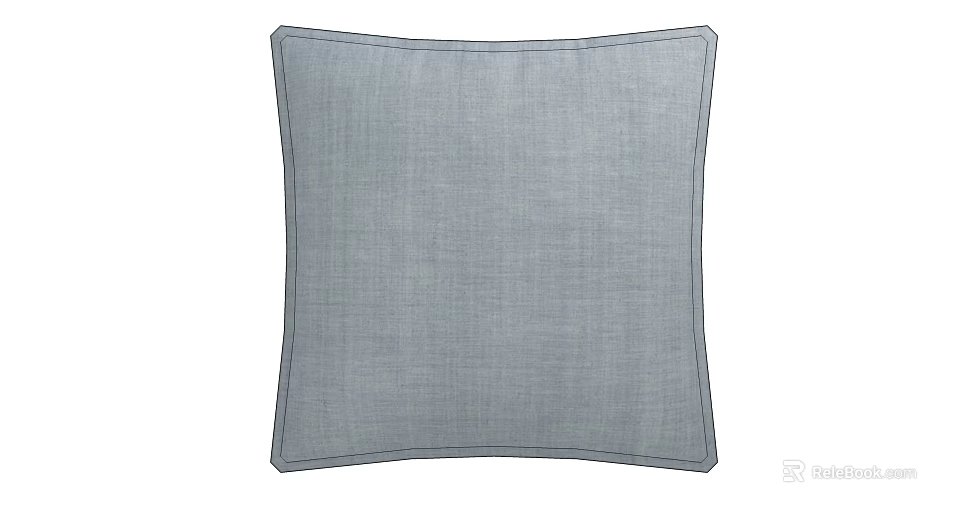 Gray Linen Square Throw Pillow With Soft Texture And Stitched Edges 3d model