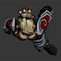 Game Movie Character Blonde Hair With Red Black Combat Armor Outfit Details
