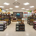 Modern Supermarket Department Store Featuring Well Organized Shelves Various Products Checkout Counter And Beverage Refrigerators