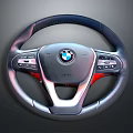 BMW Car Steering Wheel Automotive Part With Control Buttons Leather Trim And Logo
