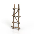 Handmade Rustic Small Wooden Ladder with Natural Wood Texture as Decorative Home Living Supplies