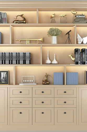 Jane European bookcase decoration combination 3d model