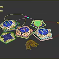 Decorative Food Containers Hexagonal Shape Blue Yellow Patterns Frog Shaped Pastry Green Square Yellow String