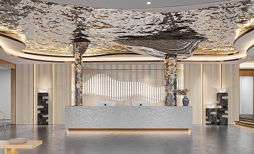 New Chinese Hotel Lobby Hotel Lobby Hotel Lobby Hotel Lobby Hotel Reception Hall Reception Sculpture 3d model