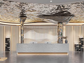 New Chinese Hotel Lobby Hotel Lobby Hotel Lobby Hotel Lobby Hotel Reception Hall Reception Sculpture 3d model