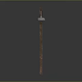 Outdoor Street Lamp With Brown Wooden Pole And Two Silver Lampshades
