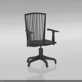 Black Office Chair With Slat Back Armrests Swivel Base And Wheels