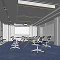 Modern Conference Room Interior Setup With Long Table Ergonomic Chairs And Large Windows 3d model