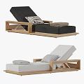 Stylish Lounge Chair With Wooden Frame Black White Cushions Pillow And Towel