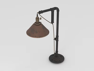 Industrial Style Adjustable Table Lamp With Copper Shade And Metal Arm Stand 3d model