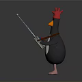 Cartoon Penguin Character Wearing Red Hat Holding Metal Box With Microphone