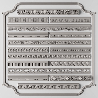 European-style gypsum line carved corner line 3d model