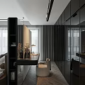 Modern Bedroom Interior Design With Bed Wardrobe Accent Chair And Soft Decorative Lights