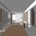 Modern Dining Living Room Interior With Beige Sofa Wooden Wall Large Window And Light Floor