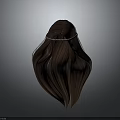 Head With Long Brown Wavy Hair And Decorative Hairband From Back View