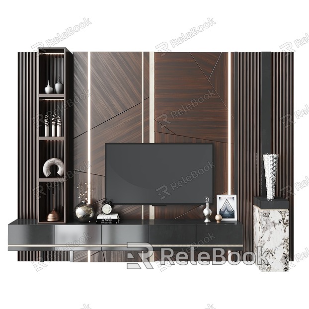 American TV background wall TV cabinet TV model