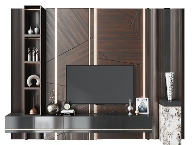 American TV background wall TV cabinet TV model