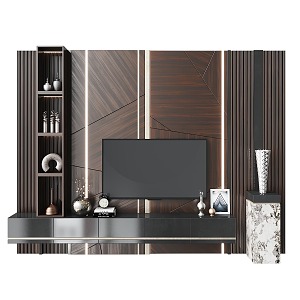 American TV background wall TV cabinet TV 3d model