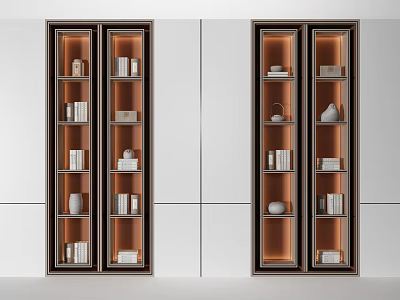Modern Decorative Cabinets With Shelves Books Vases And Decorative Items 3d model
