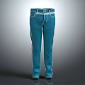 Blue Casual Pants With White Side Stripes And Pocket Details