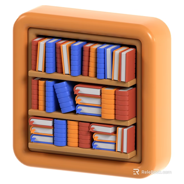 Colorful Books Storage Orange Shelf With Multiple Layers And Household Organizer 3d model 