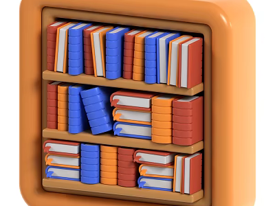 Colorful Books Storage Orange Shelf With Multiple Layers And Household Organizer 3d model