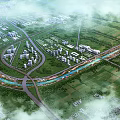Aerial View Urban Planning With Road Network River Green Spaces And Buildings