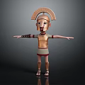 3D Roman Soldier Character Wearing Golden Armor Helmet And Red Skirt With Outstretched Arms