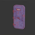 Purple Speckled Pattern Safe Furniture Featuring Decorative Metal Lock And Handle Design