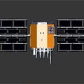 Advanced Orbital Spacecraft Design With Orange Body And Blue Solar Panels