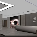 Modern Minimalist Reception Lobby With Delicate Wire Partition And Warm Ambient Indoor Lighting