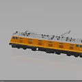 Orange and White Electric Train with Detailed Roof Equipment and Modern Exterior Design