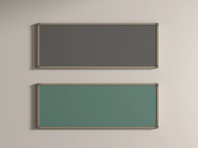 Two Wall Boards With Gray And Green Surfaces And Frames On White Wall 3d model