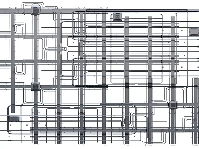 Modern Architectural Ceiling Design With Grid Pattern And Structural Lines Layout 3d model