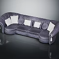 Elegant Curved Multi Seat Sofa With White Cushions Tassel Details And Decorative Trim